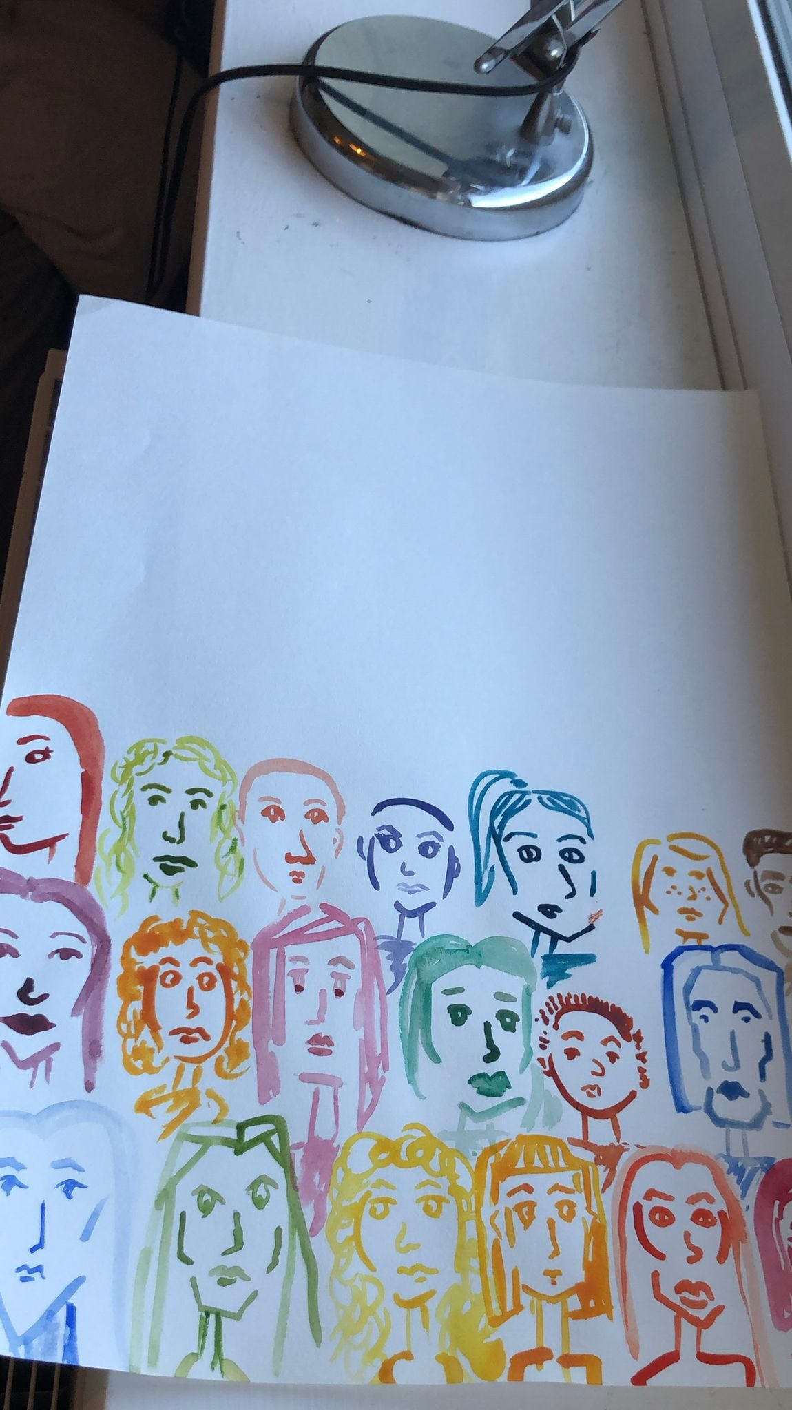 People drawing together
